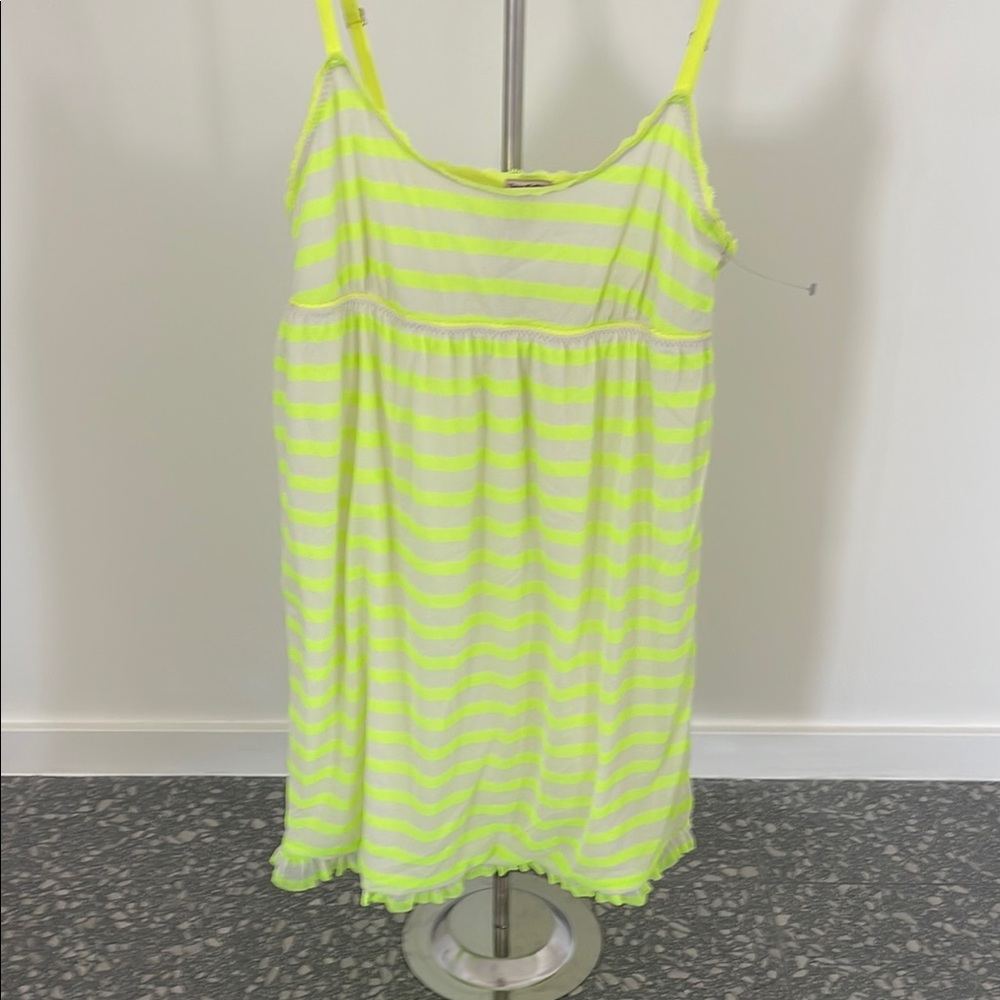 Juicy Couture Neon Yellow and White Striped Chemise